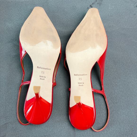 Reformation Noreen Red Slingback Heels Size 7.5 3” Heel - Picture 8 of 9